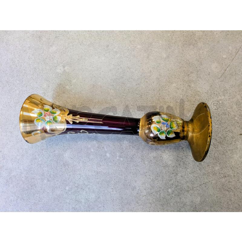 VASETTO IN VETRO VIOLA DECORAZIONI DORATE  | Mercatino dell'Usato Lugagnano di sona 4
