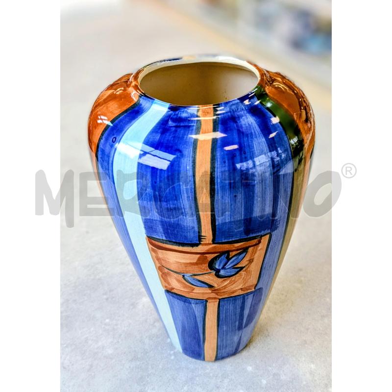 VASO CERAMICA TONI BLU STRISCE ARANC. | Mercatino dell'Usato Lugagnano di sona 1