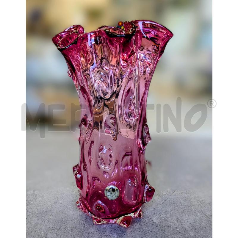 VASO DM IN VETRO ROSA DEC. A RILIEVO | Mercatino dell'Usato Lugagnano di sona 1